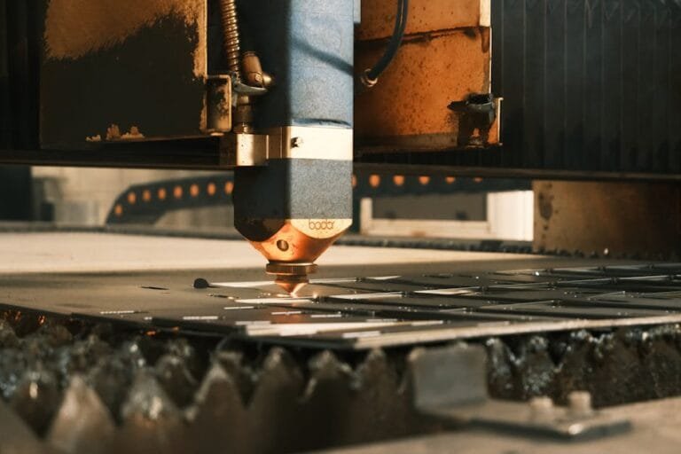 a laser cutter operating in an industrial setting