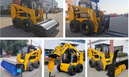 skid steer loader with different attachments